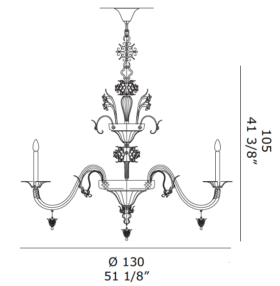 Traditional Murano Chandelier DMLEVK15 tech info