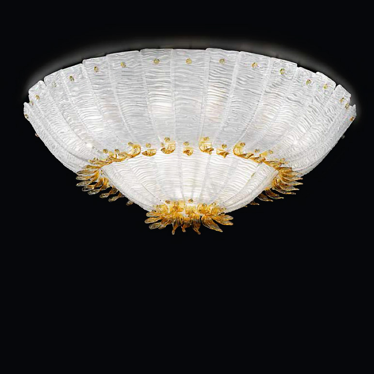 White and Amber Murano Ceiling Lighting DML450156AMB