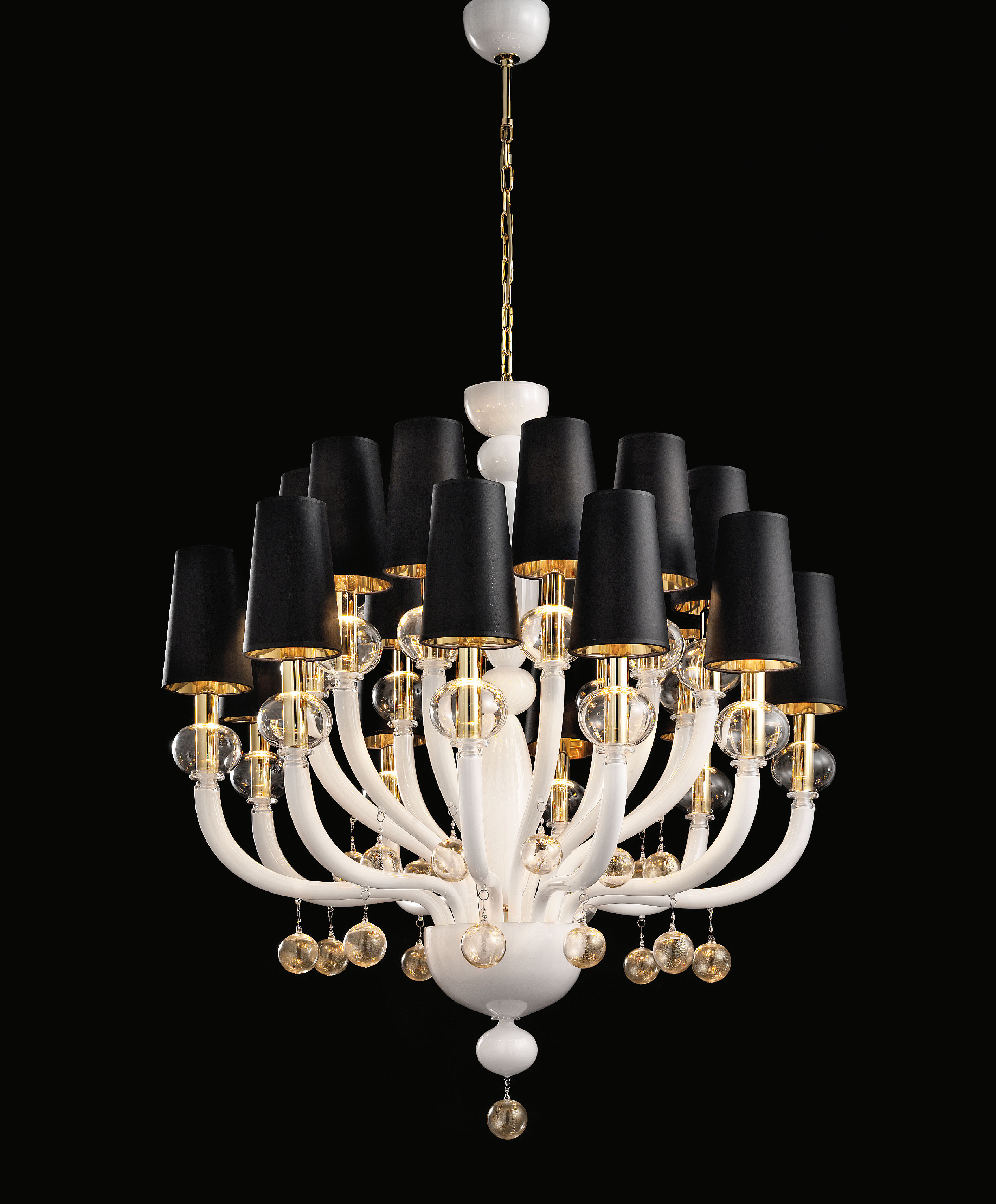 Modern Murano Chandelier white glass gold lampshades DMMADML20K
