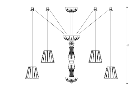 contemporary crystal chandelier IL727K84AMB tech info