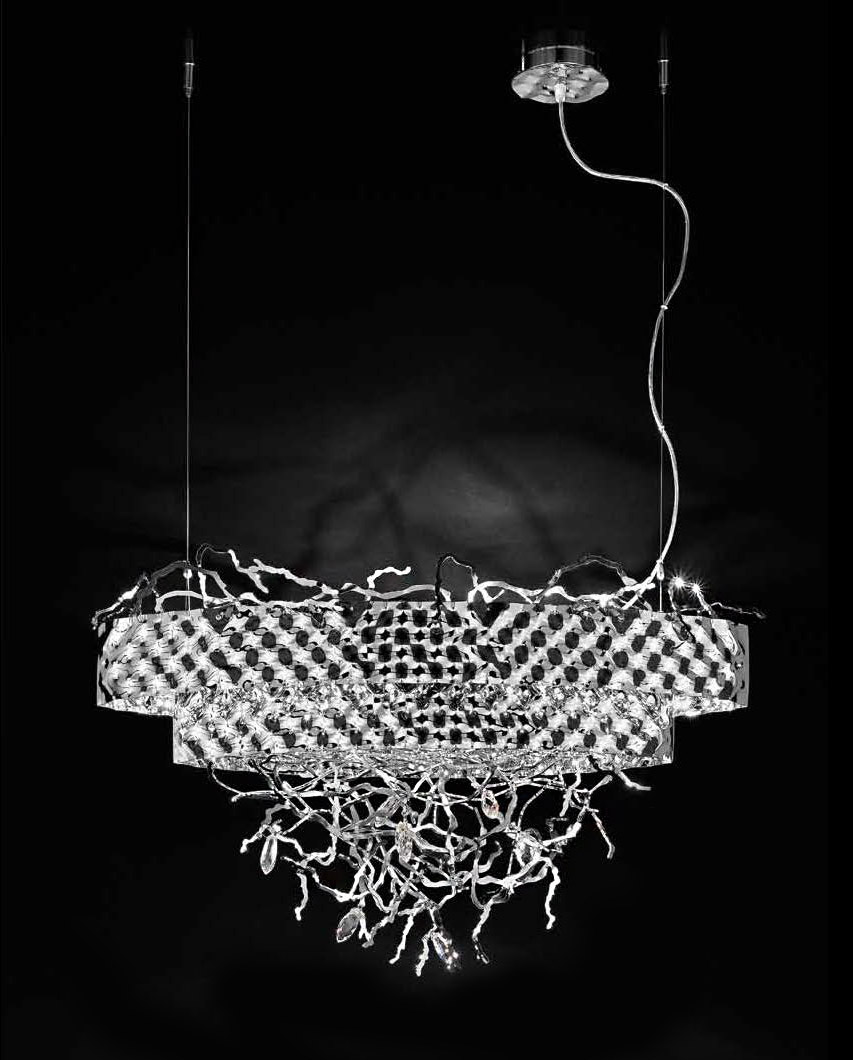 modern contemporary chrome metal chandelier
