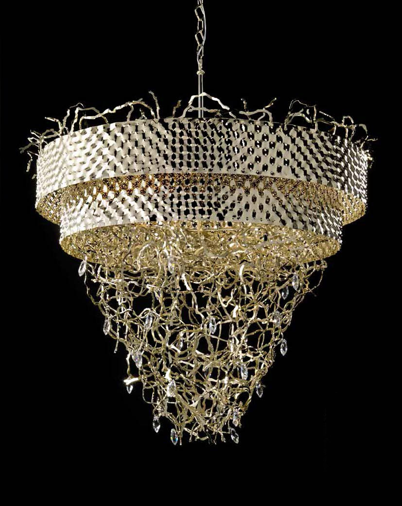 modern contemporary gold plated metal chandelier