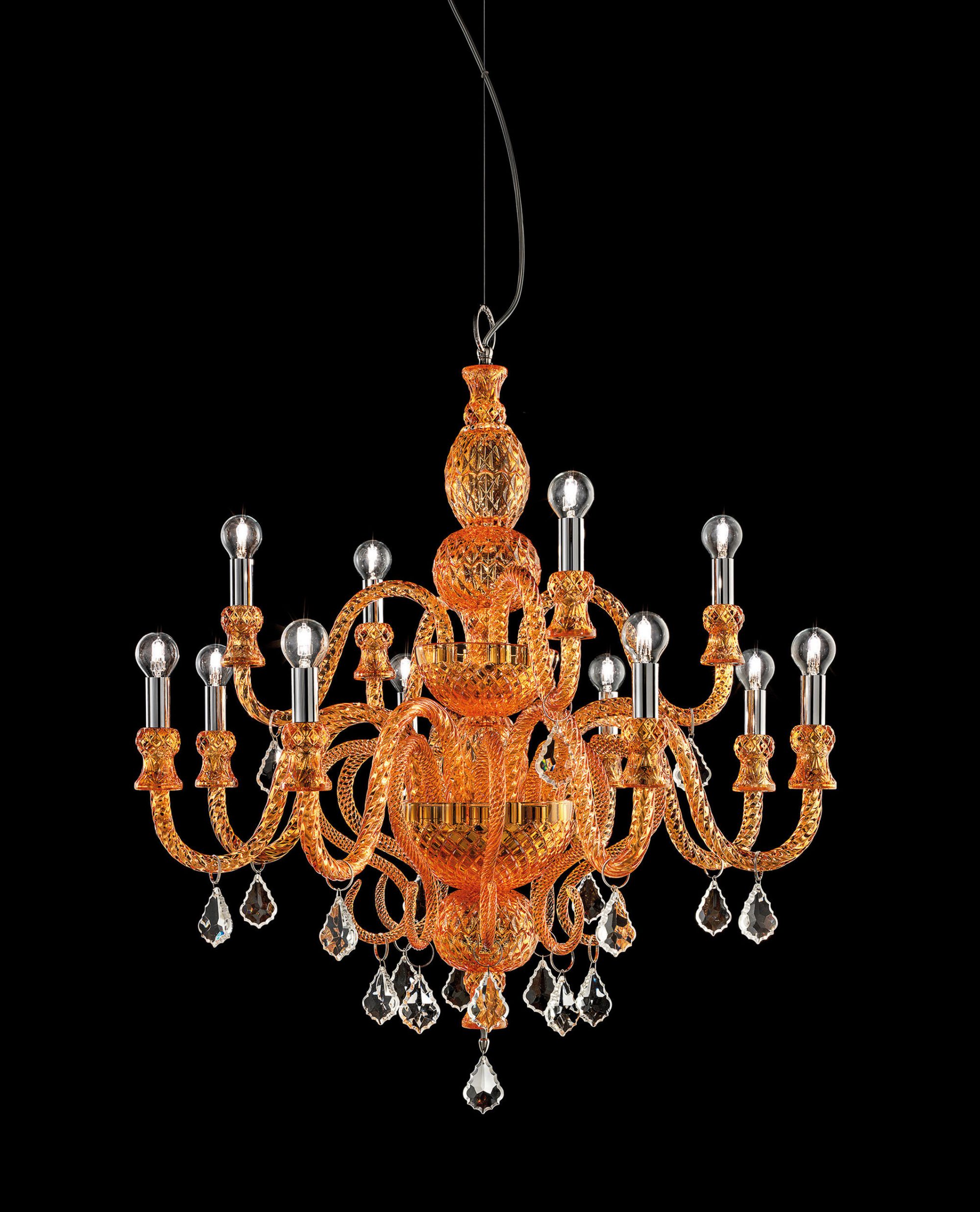 Orange Modern Crystal Chandelier IL286K12 MURANO IMPORTS