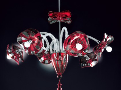Red Clear Modern Venetian Murano Glass Chandelier DML512K6